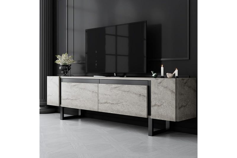 TV-taso Sozi Travertiini / Musta - Travertiini / Musta - Huonekalut - TV- & Mediakalusteet - Tv taso & Mediataso