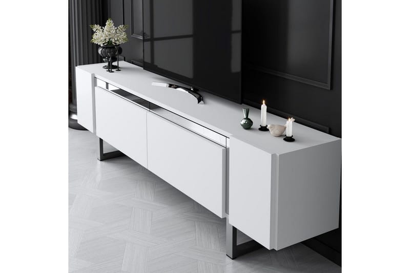 TV-taso Sozi Valkoinen / Hopea - Valkoinen / Hopea - Huonekalut - TV- & Mediakalusteet - Tv taso & Mediataso