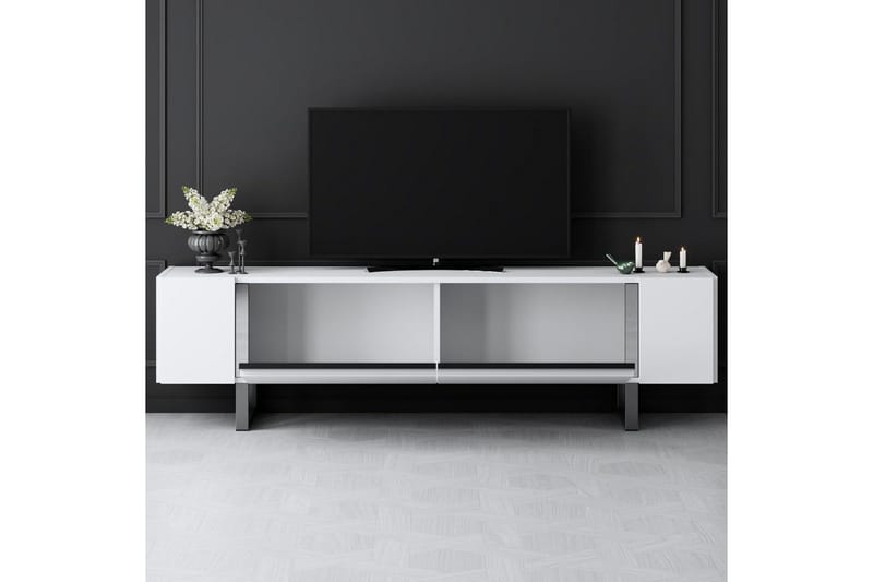 TV-taso Sozi Valkoinen / Hopea - Valkoinen / Hopea - Huonekalut - TV- & Mediakalusteet - Tv taso & Mediataso
