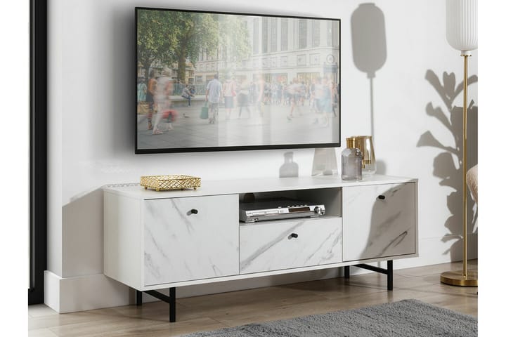 TV-taso Staffin 150 cm - Valkoinen Marmori - TV-kaappi