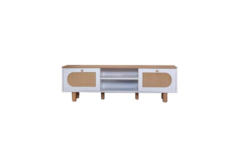 TV-taso Terra Valkoinen / Tammi - Keskisävyinen puu/Valkoinen - Huonekalut - TV- & Mediakalusteet - Tv taso & Mediataso