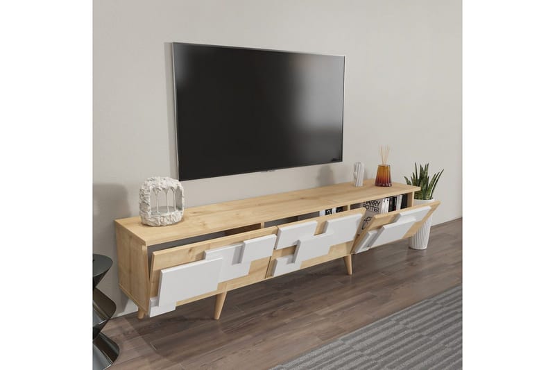 TV-taso Ticomannd Tammi / Valkoinen - Tammi / Valkoinen - Huonekalut - TV- & Mediakalusteet - Tv taso & Mediataso