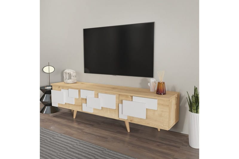 TV-taso Ticomannd Tammi / Valkoinen - Tammi / Valkoinen - Huonekalut - TV- & Mediakalusteet - Tv taso & Mediataso