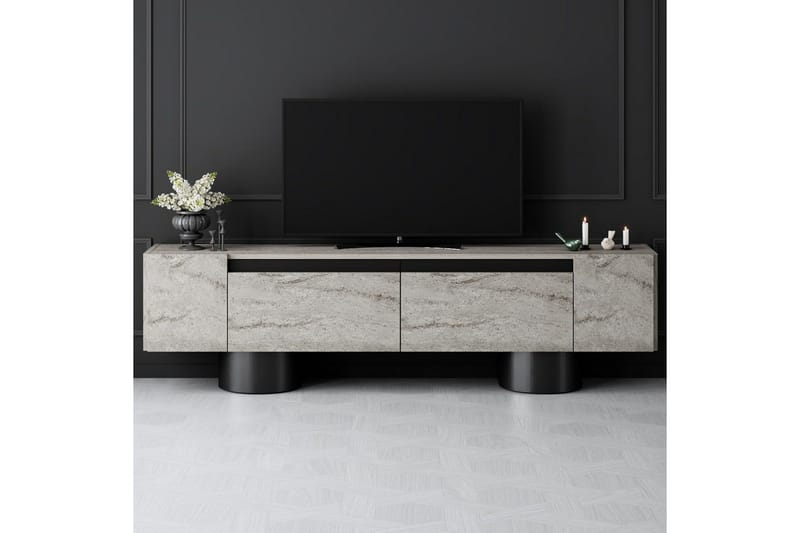 TV-taso Travertiini / Musta - Travertiini / Musta - Huonekalut - TV- & Mediakalusteet - Tv taso & Mediataso