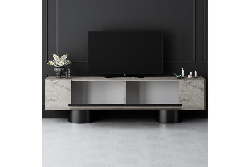 TV-taso Travertiini / Musta - Travertiini / Musta - Huonekalut - TV- & Mediakalusteet - Tv taso & Mediataso