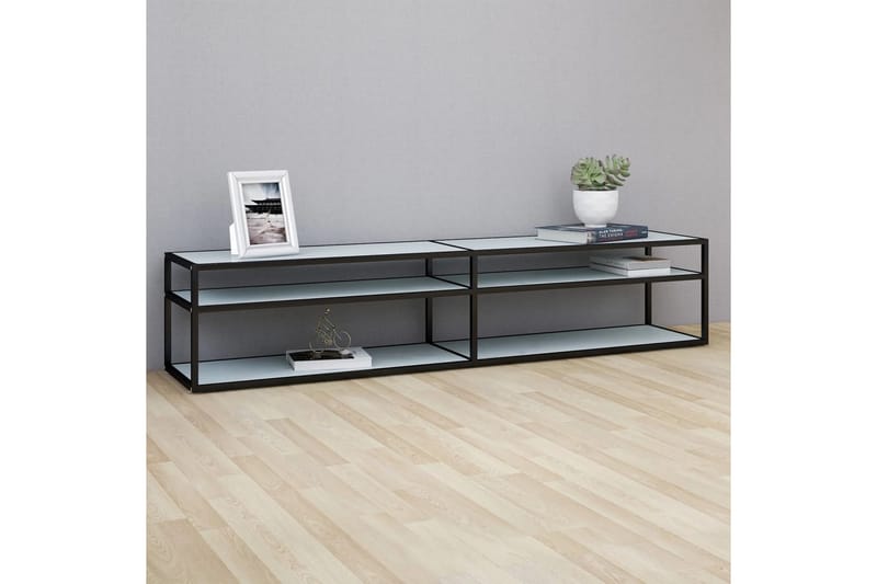 TV-taso valkoinen marmori 200x40x40,5 cm karkaistu lasi - Valkoinen - Huonekalut - TV- & Mediakalusteet - Tv taso & Mediataso