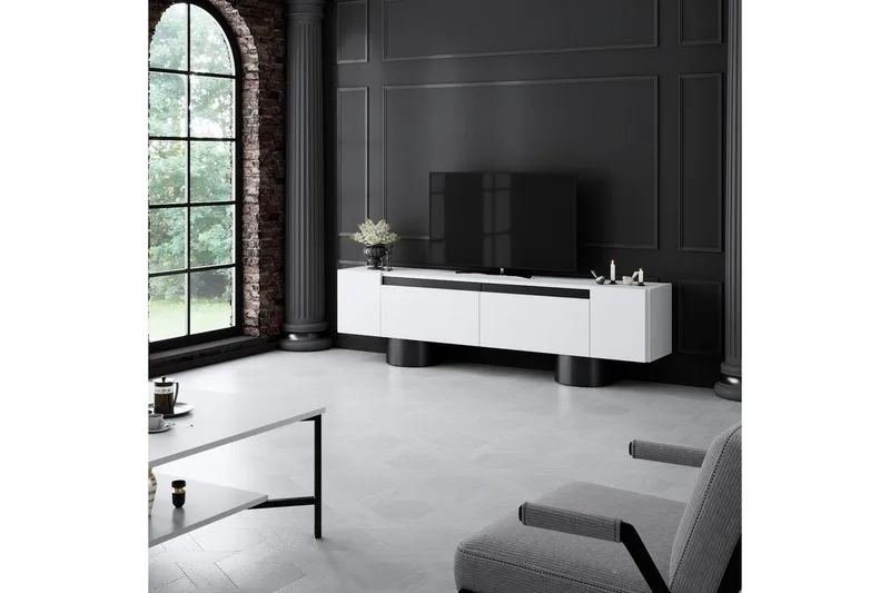 TV-taso Valkoinen / Musta - Valkoinen / Musta - Huonekalut - TV- & Mediakalusteet - Tv taso & Mediataso