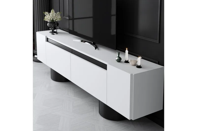 TV-taso Valkoinen / Musta - Valkoinen / Musta - Huonekalut - TV- & Mediakalusteet - Tv taso & Mediataso