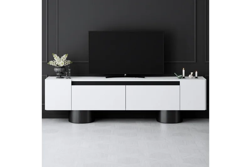 TV-taso Valkoinen / Musta - Valkoinen / Musta - Huonekalut - TV- & Mediakalusteet - Tv taso & Mediataso