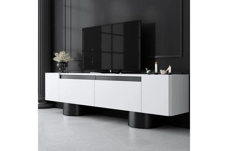 TV-taso Valkoinen / Musta - Valkoinen / Musta - Huonekalut - TV- & Mediakalusteet - Tv taso & Mediataso