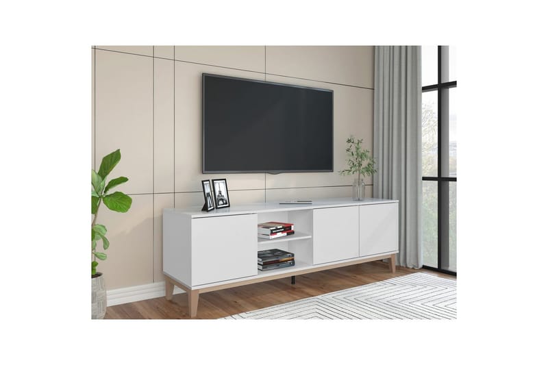 TV-taso Pelle Valkoinen/Wotan-tammi - Valkoinen/Wotan-tammi - Huonekalut - TV- & Mediakalusteet - Tv taso & Mediataso