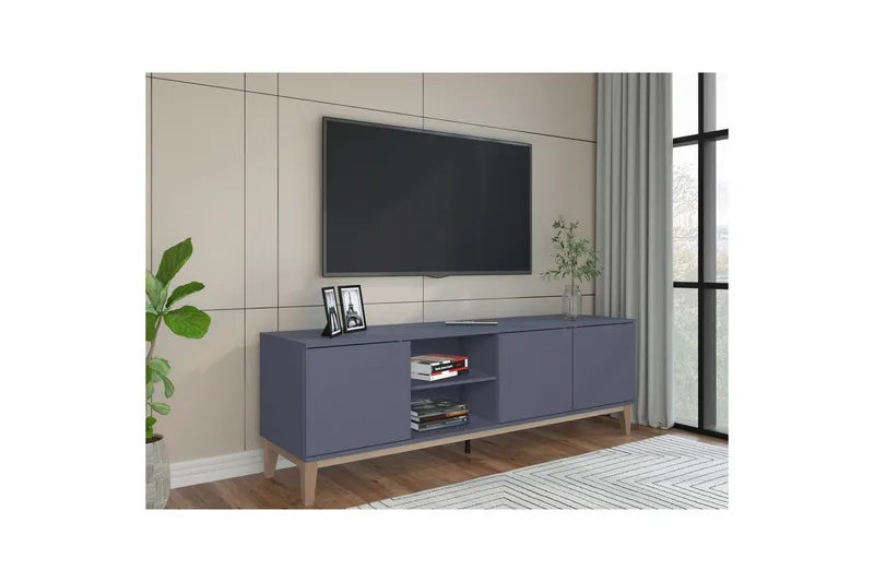 TV-taso Pelle Harmaa/Wotan Tammi - Harmaa/Wotan Tammi - Huonekalut - TV- & Mediakalusteet - Tv taso & Mediataso