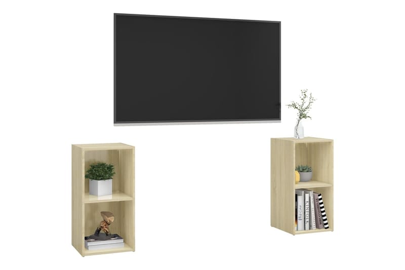 TV-tasot 2 kpl 72x35x36,5 cm Sonoma-tammi - Ruskea - Huonekalut - TV- & Mediakalusteet - TV-kaappi