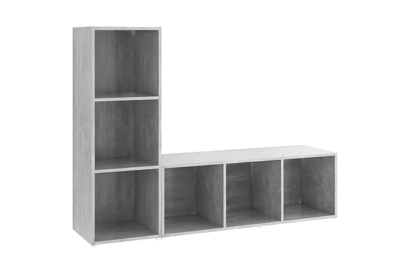 TV-tasot 2 kpl betoninharmaa 107x35x37 cm lastulevy - Harmaa - Huonekalut - TV- & Mediakalusteet - TV-kaappi