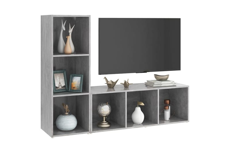 TV-tasot 2 kpl betoninharmaa 107x35x37 cm lastulevy - Harmaa - Huonekalut - TV- & Mediakalusteet - TV-kaappi