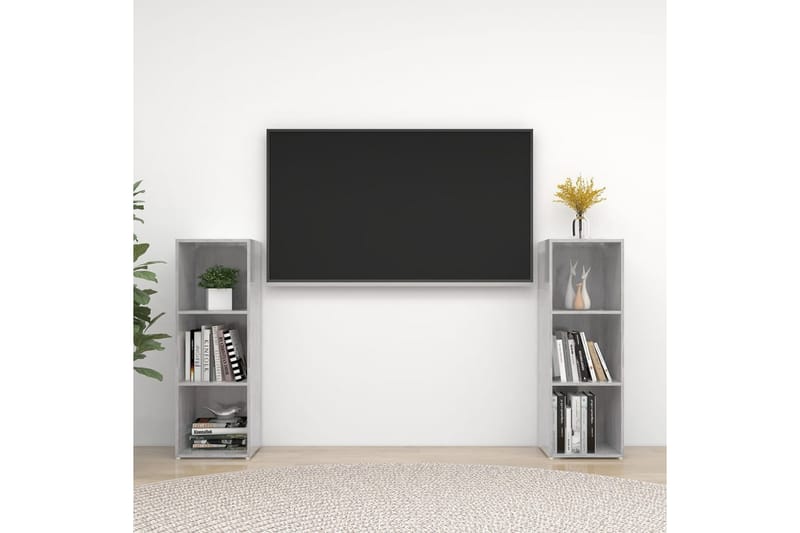 TV-tasot 2 kpl betoninharmaa 107x35x37 cm lastulevy - Harmaa - Huonekalut - TV- & Mediakalusteet - TV-kaappi