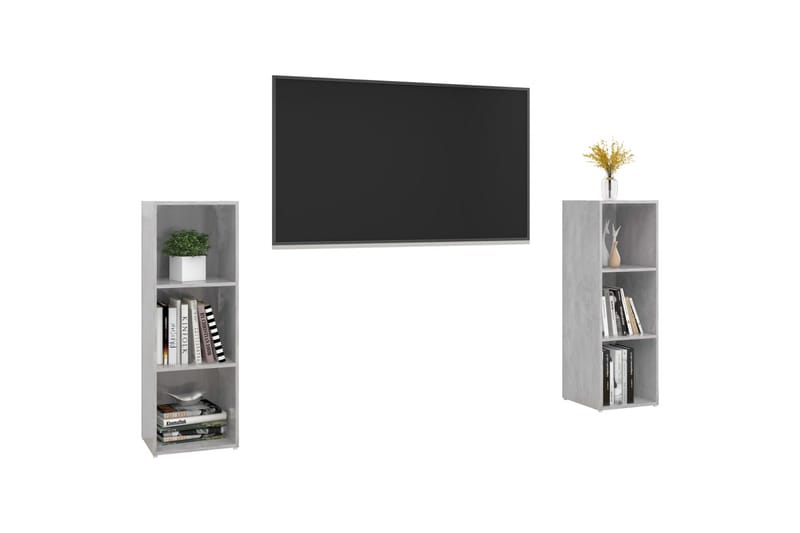 TV-tasot 2 kpl betoninharmaa 107x35x37 cm lastulevy - Harmaa - Huonekalut - TV- & Mediakalusteet - TV-kaappi