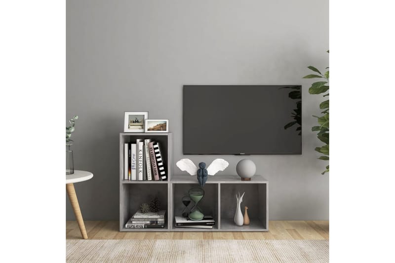 TV-tasot 2 kpl betoninharmaa 72x35x36,5 cm lastulevy - Harmaa - Huonekalut - TV- & Mediakalusteet - TV-kaappi