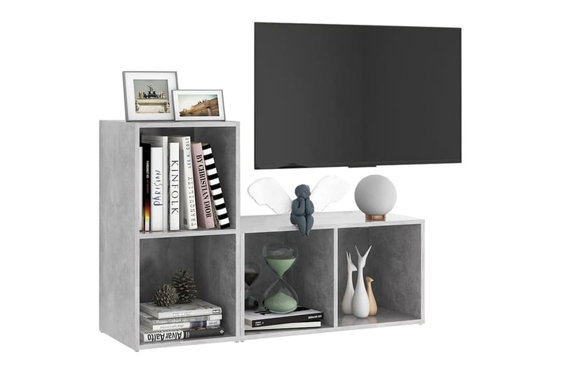 TV-tasot 2 kpl betoninharmaa 72x35x36,5 cm lastulevy - Harmaa - Huonekalut - TV- & Mediakalusteet - TV-kaappi