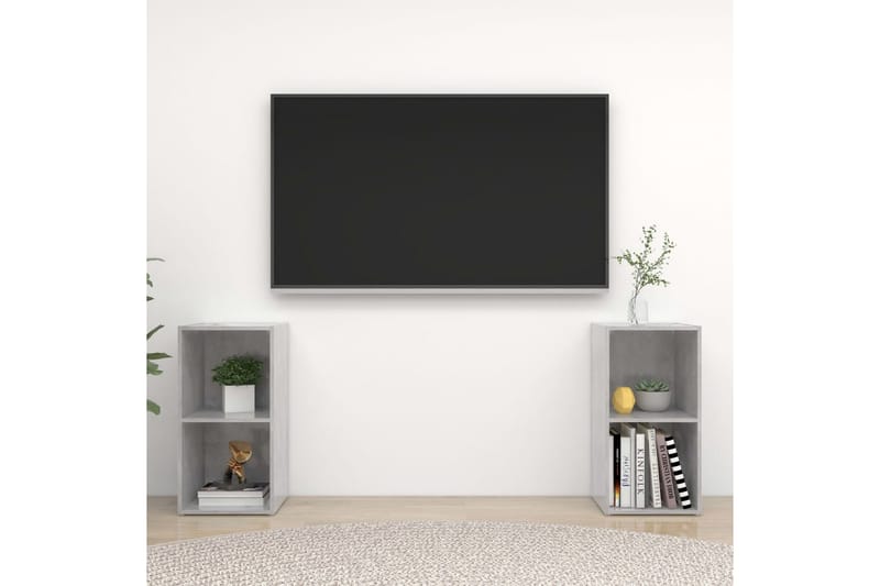 TV-tasot 2 kpl betoninharmaa 72x35x36,5 cm lastulevy - Harmaa - Huonekalut - TV- & Mediakalusteet - TV-kaappi