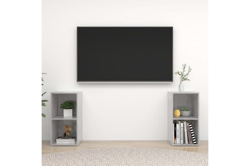 TV-tasot 2 kpl betoninharmaa 72x35x36,5 cm lastulevy - Harmaa - TV-kaappi