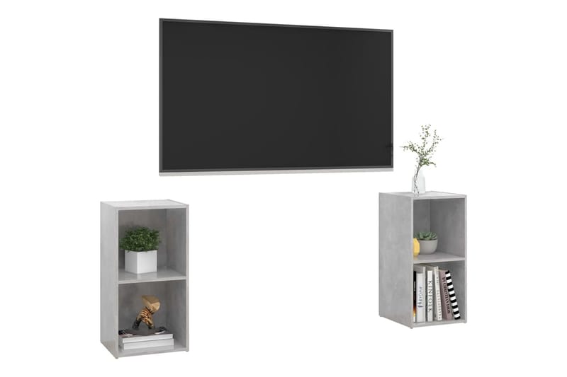 TV-tasot 2 kpl betoninharmaa 72x35x36,5 cm lastulevy - Harmaa - Huonekalut - TV- & Mediakalusteet - TV-kaappi