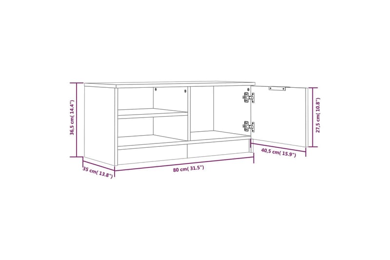 TV-tasot 2 kpl ruskea tammi 80x35x36,5 cm tekninen puu - Ruskea - Huonekalut - TV- & Mediakalusteet - Tv taso & Mediataso