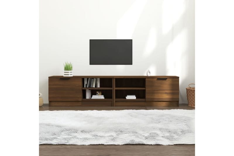 TV-tasot 2 kpl ruskea tammi 80x35x36,5 cm tekninen puu - Ruskea - Huonekalut - TV- & Mediakalusteet - Tv taso & Mediataso