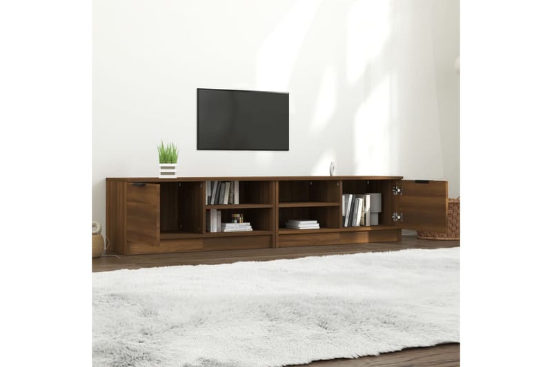 TV-tasot 2 kpl ruskea tammi 80x35x36,5 cm tekninen puu - Ruskea - Huonekalut - TV- & Mediakalusteet - Tv taso & Mediataso