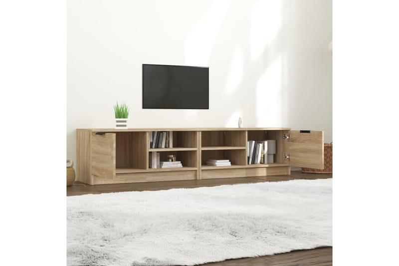 TV-tasot 2 kpl Sonoma-tammi 80x35x36,5 cm tekninen puu - Ruskea - Tv taso & Mediataso