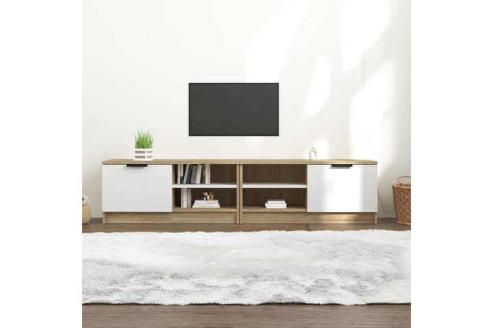 TV-tasot 2 kpl valk. ja Sonoma-tammi 80x35x36,5 cm tekninen - Beige - Tv taso & Mediataso