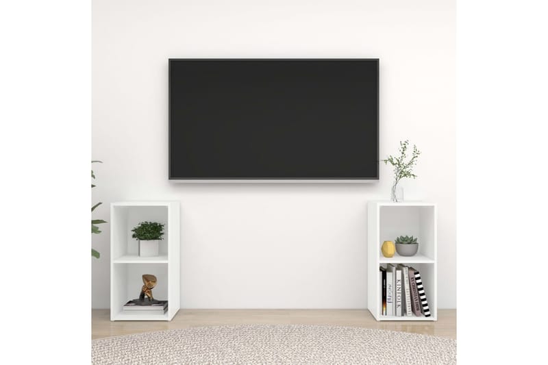 TV-tasot 2 kpl valkoinen 72x35x36,5 cm lastulevy - Valkoinen - Huonekalut - TV- & Mediakalusteet - TV-kaappi