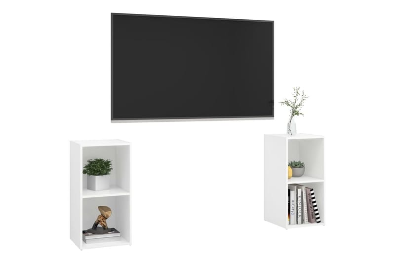 TV-tasot 2 kpl valkoinen 72x35x36,5 cm lastulevy - Valkoinen - Huonekalut - TV- & Mediakalusteet - TV-kaappi