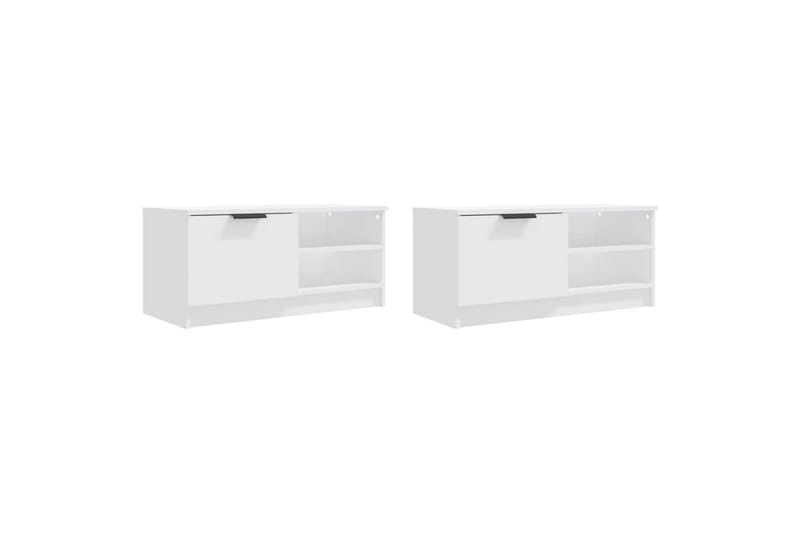 TV-tasot 2 kpl valkoinen 80x35x36,5 cm tekninen puu - Valkoinen - Huonekalut - TV- & Mediakalusteet - Tv taso & Mediataso