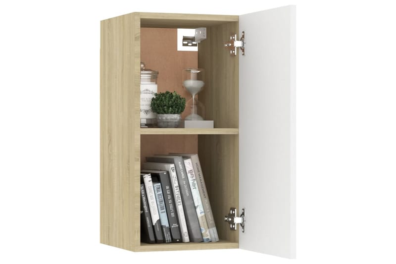 TV-tasot 2 kpl valkoinen ja Sonoma-tammi 30,5x30x60 cm - Huonekalut - TV- & Mediakalusteet - Tv taso & Mediataso