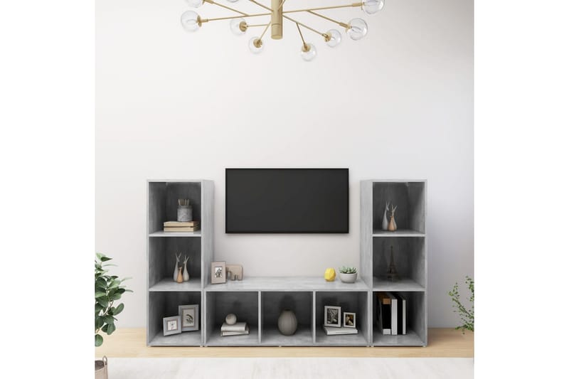 TV-tasot 3 kpl 107x35x37 cm - Betoninharmaa - Huonekalut - TV- & Mediakalusteet - TV-kaappi