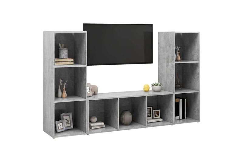TV-tasot 3 kpl 107x35x37 cm - Betoninharmaa - Huonekalut - TV- & Mediakalusteet - TV-kaappi