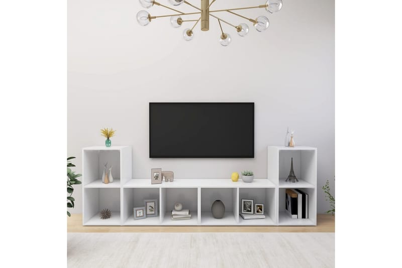 TV-tasot 4 kpl 72x35x36,5 cm - Valkoinen - Huonekalut - TV- & Mediakalusteet - TV-kaappi
