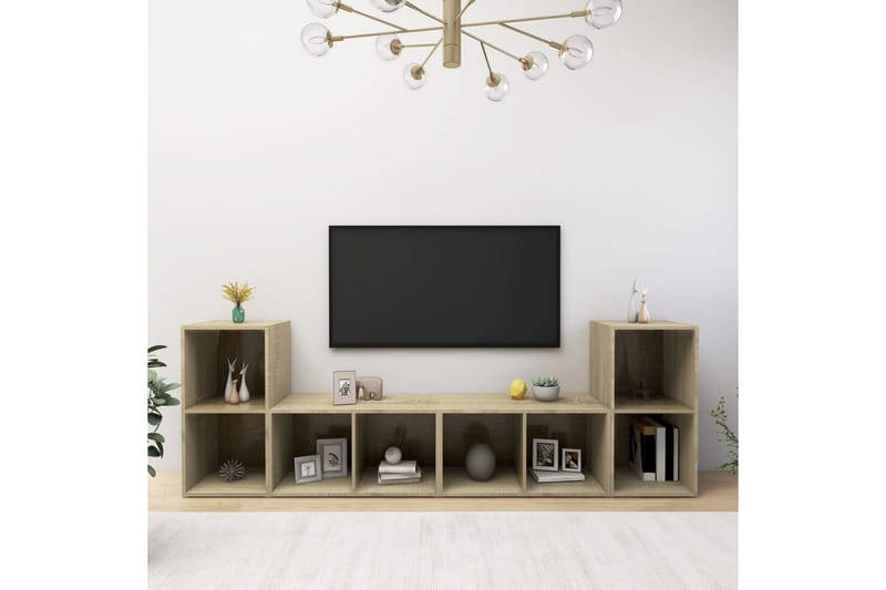 TV-tasot 4 kpl Sonoma-tammi 72x35x36,5 cm lastulevy - Ruskea - Huonekalut - TV- & Mediakalusteet - TV-kaappi