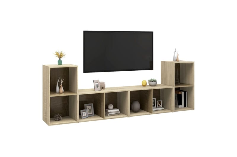 TV-tasot 4 kpl Sonoma-tammi 72x35x36,5 cm lastulevy - Ruskea - Huonekalut - TV- & Mediakalusteet - TV-kaappi