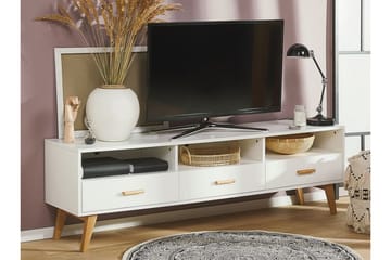 Alfambra pitkä lattialla seisova tv-taso 180 cm säilytystilalla tammea - Valkoinen - Huonekalut - TV- & Mediakalusteet - Tv taso & Mediataso