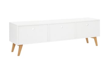 Alfambra pitkä lattialla seisova tv-taso 180 cm säilytystilalla tammea - Valkoinen - Huonekalut - TV- & Mediakalusteet - Tv taso & Mediataso