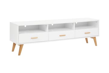 Alfambra pitkä lattialla seisova tv-taso 180 cm säilytystilalla tammea - Valkoinen - Huonekalut - TV- & Mediakalusteet - Tv taso & Mediataso
