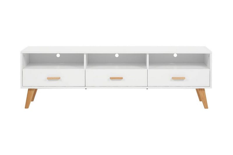 Alfambra pitkä lattialla seisova tv-taso 180 cm säilytystilalla tammea - Valkoinen - Huonekalut - TV- & Mediakalusteet - Tv taso & Mediataso