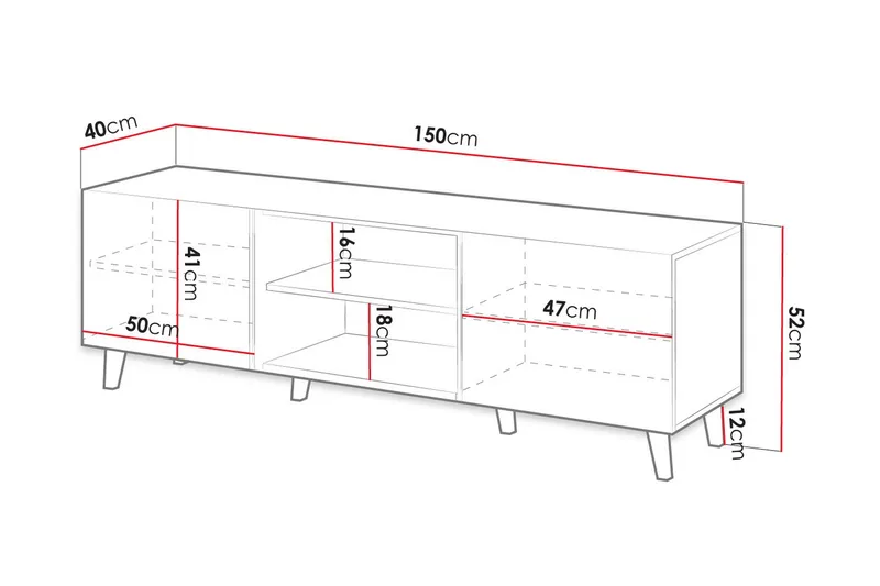 Alvesta TV-Taso - Musta/Tammi - Huonekalut - TV- & Mediakalusteet - Tv taso & Mediataso