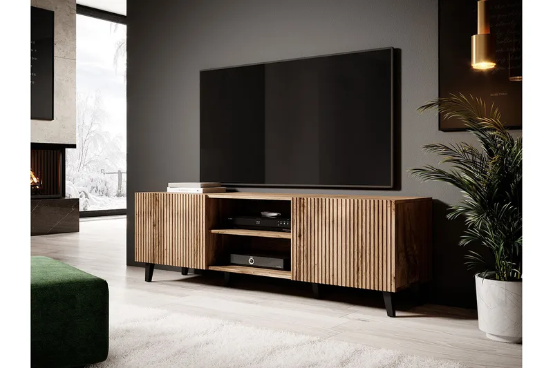 Alvesta TV-Taso - Musta/Tammi - Huonekalut - TV- & Mediakalusteet - Tv taso & Mediataso