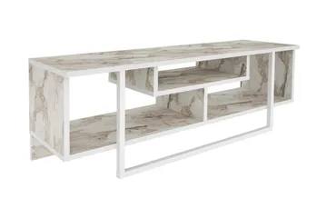 Andifli lattialla seisova tv-taso 120 cm säilytystilalla puuta - Marmorinbeige - Huonekalut - TV- & Mediakalusteet - Tv taso & Mediataso