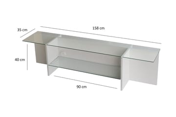 Andifli tv-taso 158 cm lasisella säilytyksellä ja puualustalla - Kirkas - Huonekalut - TV- & Mediakalusteet - Tv taso & Mediataso