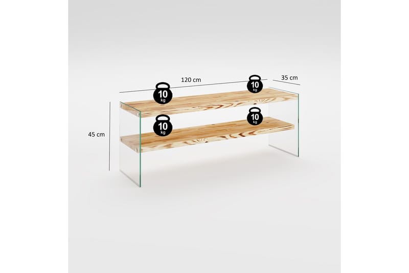 Assanisa tv-taso 120 cm puuta - Ruskea - Huonekalut - TV- & Mediakalusteet - Tv taso & Mediataso
