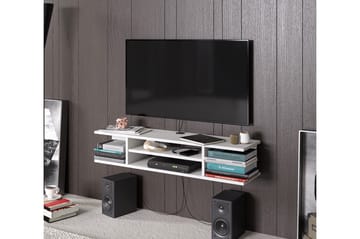 Avvakko seinäkiinnitteinen tv-taso 135 cm säilytyksellä maalatusta puusta - Valkoinen - Huonekalut - TV- & Mediakalusteet - Tv taso & Mediataso